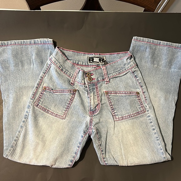 Rave R4R Jeans ladies Size 1 Stone Washed Pink Trim - Picture 1 of 8